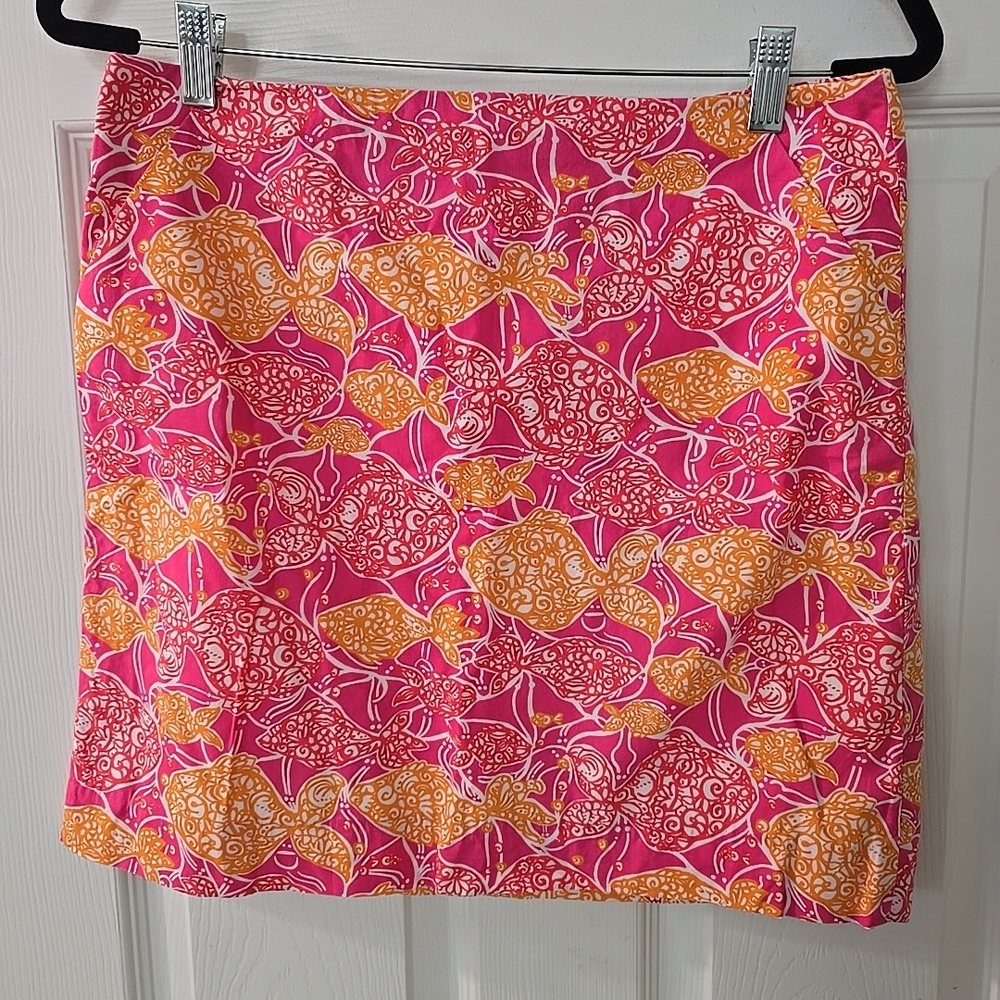 Lilly Pulitzer Jubilee Beaverly Hills Bubbly Skirt Women's 4 Pink Orange Pattern